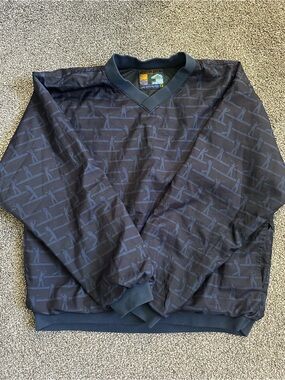 Dark Navy Golf Patterned Pullover Wind breaker
